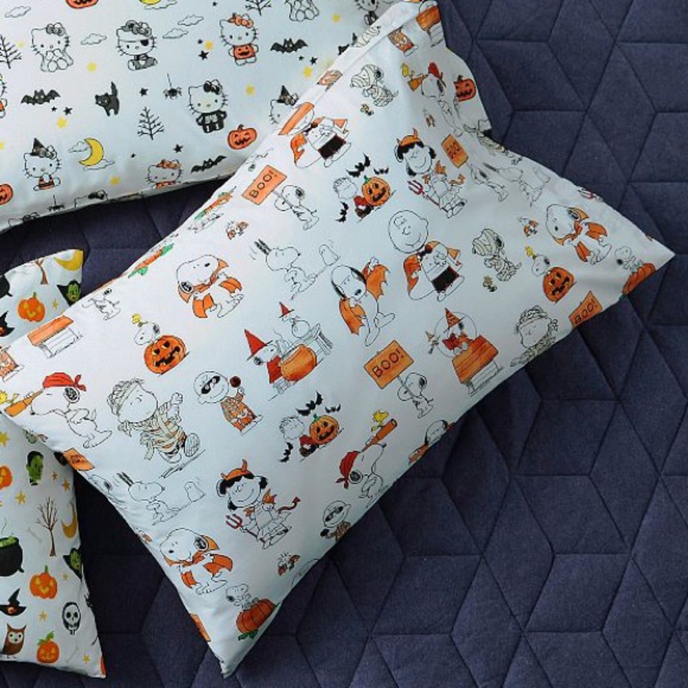 New Pottery Barn Peanuts Snoopy and Friends Halloween organic Pillowcase, #2 - Picture 2 of 10